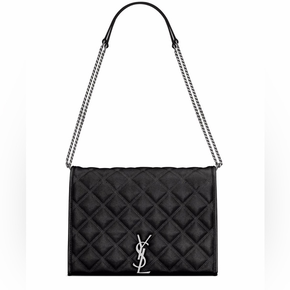 Saint Laurent Handbags - Saint Laurent Becky Quilted Shoulder Bag with leather and chain-link strap
